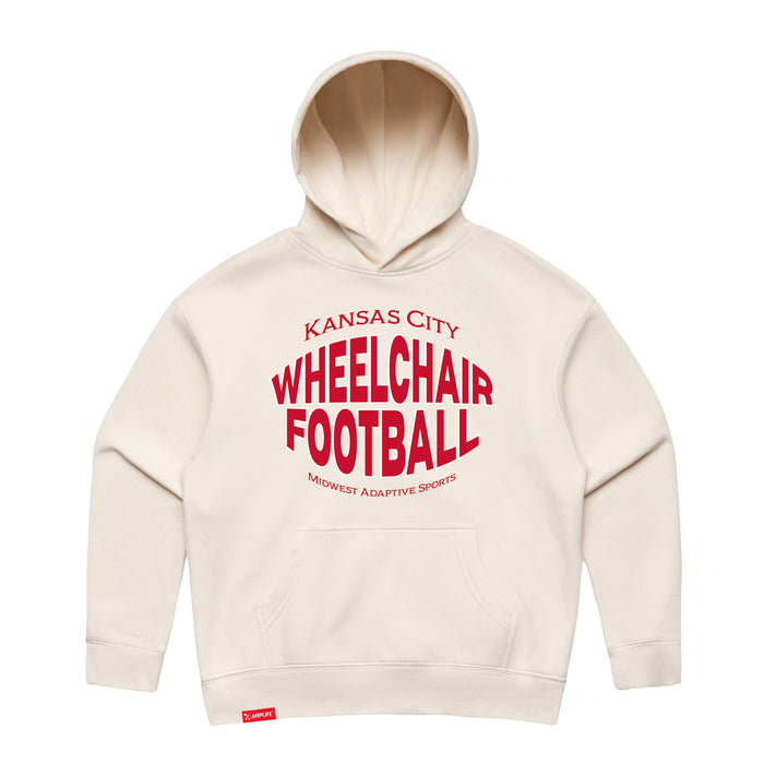 MAS Kansas City Wheelchair Football Warp Women's Ecru Modern Hoodie on a white background