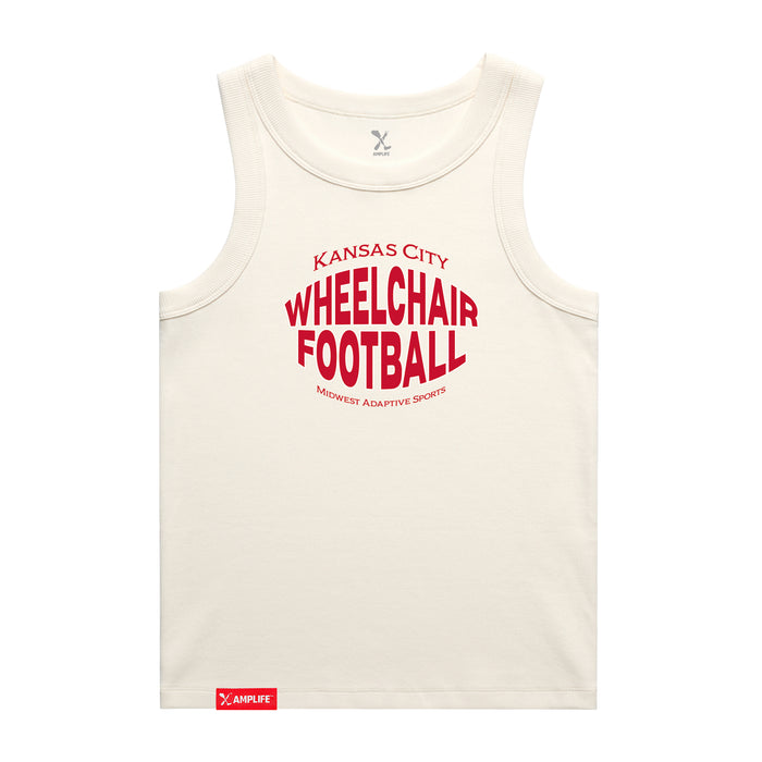 MAS Kansas City Wheelchair Football Warp Women's Ecru Organic Tank Top on a white background