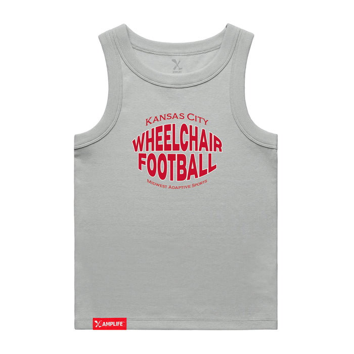 MAS Kansas City Wheelchair Football Warp Women's Grey Organic Tank Top on a white background