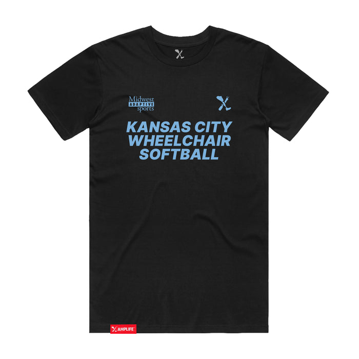 MAS Kansas City Wheelchair Softball Black T-Shirt on a white background
