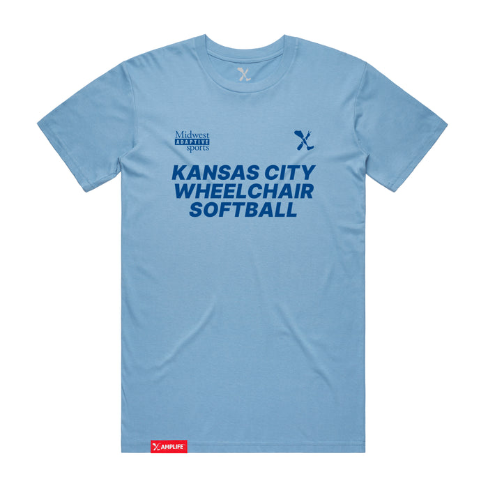 MAS Kansas City Wheelchair Softball Carolina Blue T-Shirt on a white background