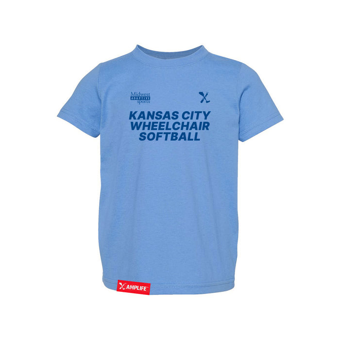 MAS Kansas City Wheelchair Softball Toddler Carolina Blue T-Shirt on a white background