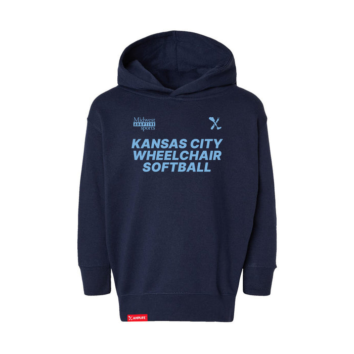 MAS Kansas City Wheelchair Softball Toddler Navy Hoodie on a white background
