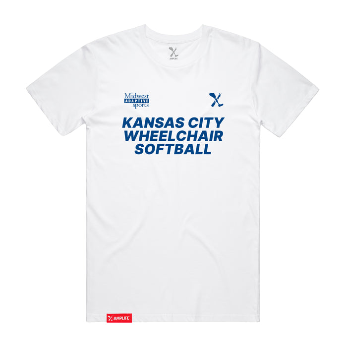 MAS Kansas City Wheelchair Softball White T-Shirt on a white background