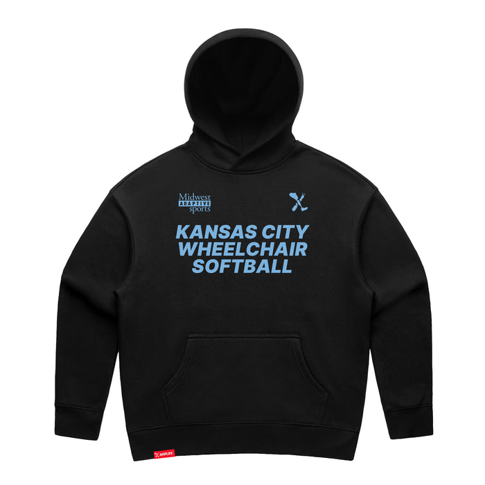 MAS Kansas City Wheelchair Softball Women's Black Modern Hoodie on a white background