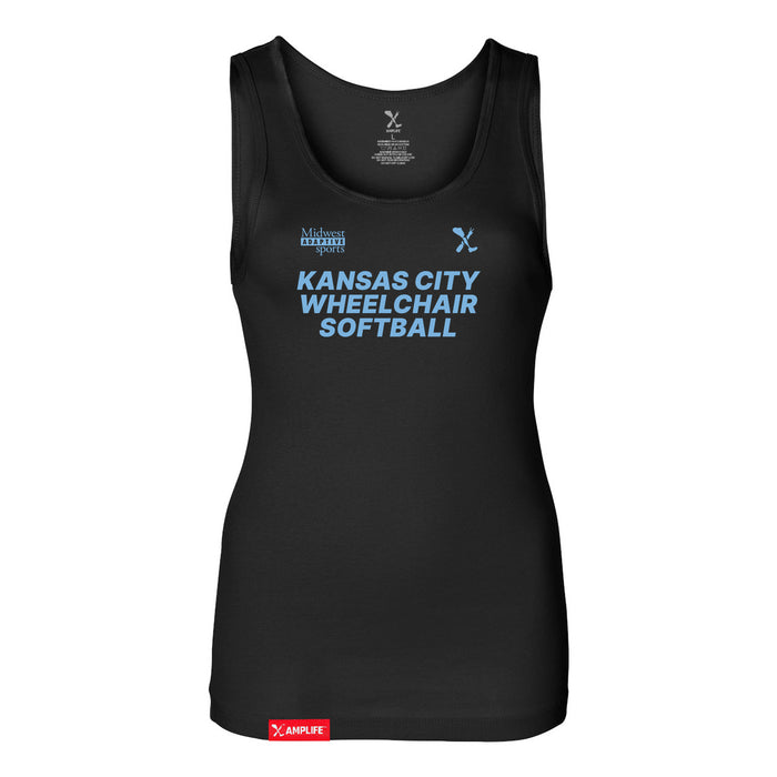 MAS Kansas City Wheelchair Softball Women's Black Slim Micro Rib Tank Top on a white background