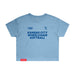 MAS Kansas City Wheelchair Softball Women's Carolina Blue Crop T-Shirt on a white background