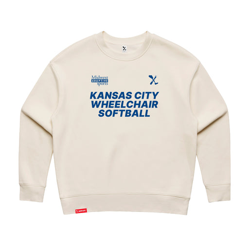 MAS Kansas City Wheelchair Softball Women's Ecru Modern Crewneck Sweatshirt on a white background