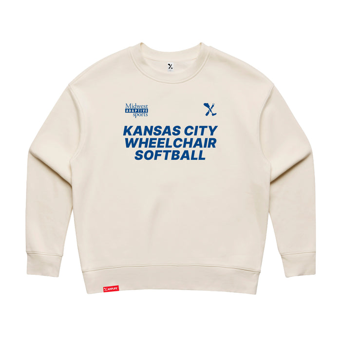MAS Kansas City Wheelchair Softball Women's Ecru Modern Crewneck Sweatshirt on a white background