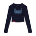 MAS Kansas City Wheelchair Softball Women's Navy Crop Long Sleeve T-Shirt on a white background