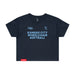 MAS Kansas City Wheelchair Softball Women's Navy Crop T-Shirt on a white background