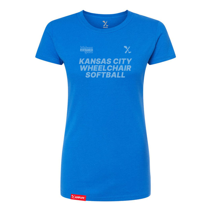 MAS Kansas City Wheelchair Softball Women's Royal Slim T-Shirt on a white background