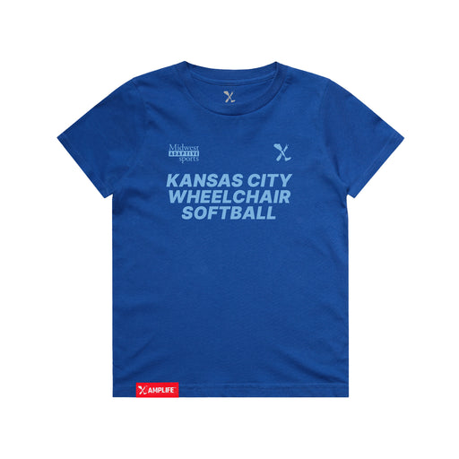 MAS Kansas City Wheelchair Softball Youth Royal T-Shirt on a white background
