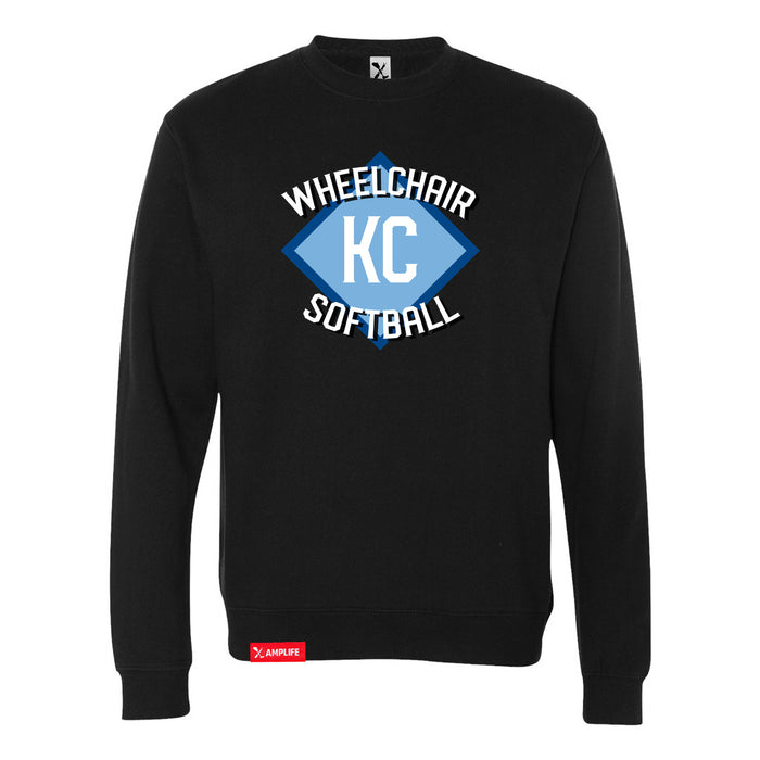 MAS Kansas City Wheelchair Softball Diamond Black Crewneck Sweatshirt on a white background