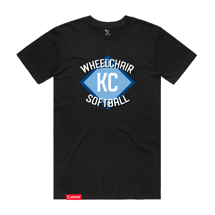 MAS Kansas City Wheelchair Softball Diamond Black T-Shirt on a white background