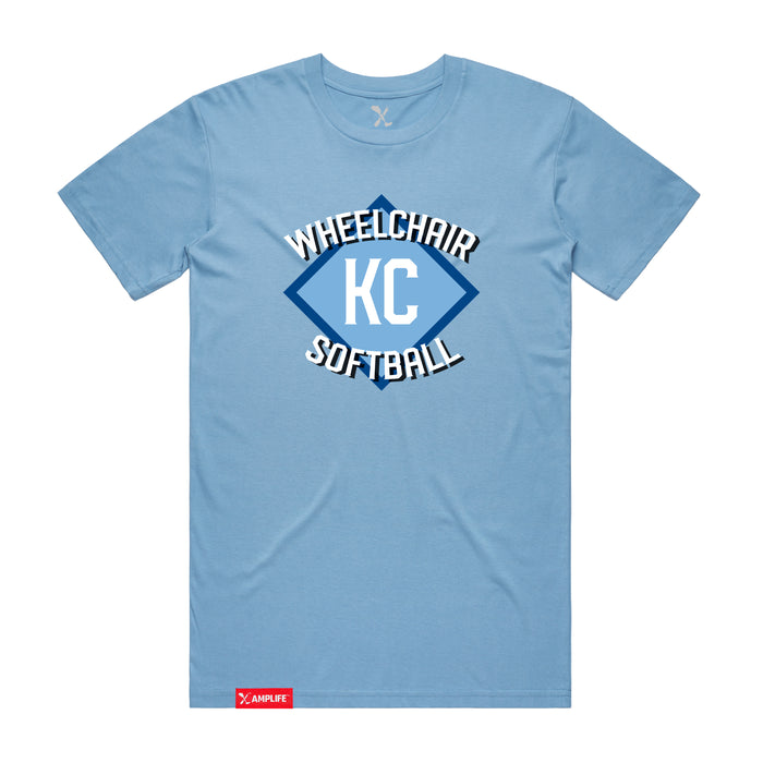 MAS Kansas City Wheelchair Softball Diamond Carolina Blue T-Shirt on a white background