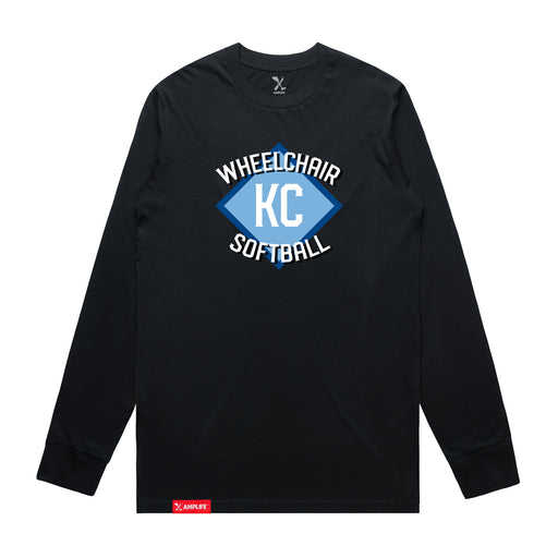MAS Kansas City Wheelchair Softball Diamond Navy Long Sleeve T-Shirt on a white background