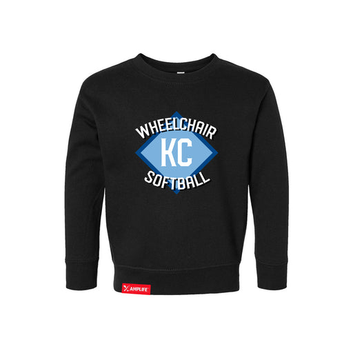 MAS Kansas City Wheelchair Softball Diamond Toddler Black Crewneck Sweatshirt on a white background