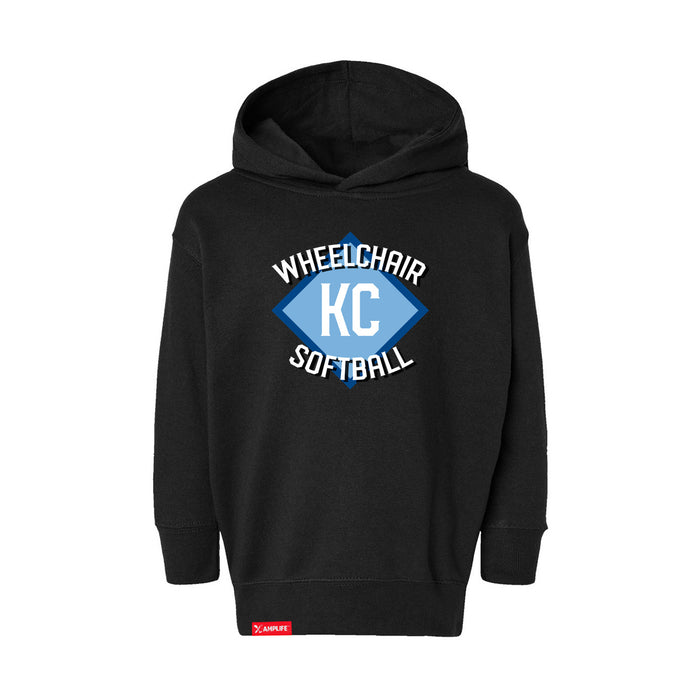 MAS Kansas City Wheelchair Softball Diamond Toddler Black Hoodie on a white background