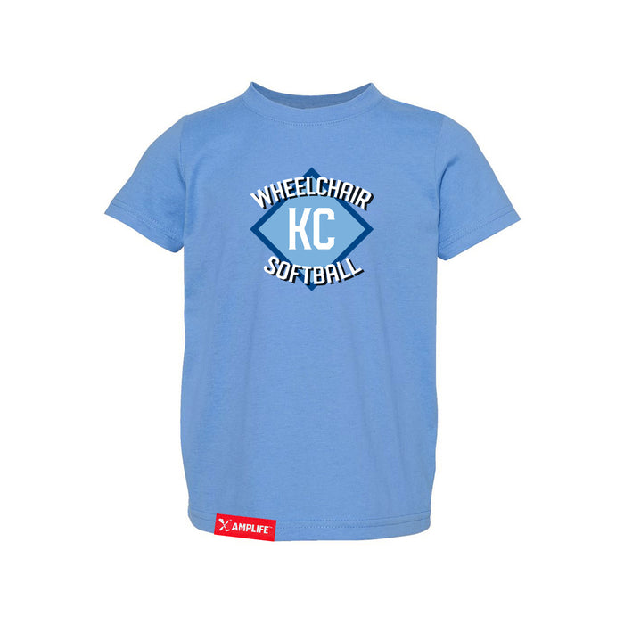 MAS Kansas City Wheelchair Softball Diamond Toddler Carolina Blue T-Shirt on a white background