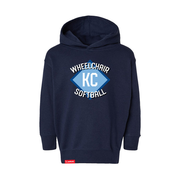 MAS Kansas City Wheelchair Softball Diamond Toddler Navy Hoodie on a white background