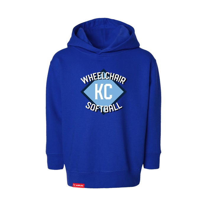 MAS Kansas City Wheelchair Softball Diamond Toddler Royal Hoodie on a white background