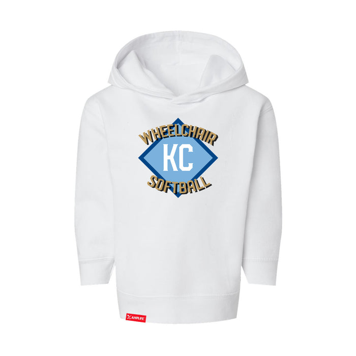 MAS Kansas City Wheelchair Softball Diamond Toddler White Hoodie on a white background