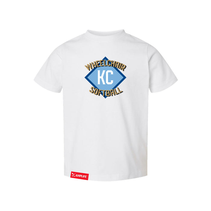 MAS Kansas City Wheelchair Softball Diamond Toddler White T-Shirt on a white background