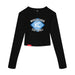 MAS Kansas City Wheelchair Softball Diamond Women's Black Crop Long Sleeve T-Shirt on a white background