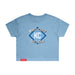 MAS Kansas City Wheelchair Softball Diamond Women's Carolina Blue Crop T-Shirt on a white background