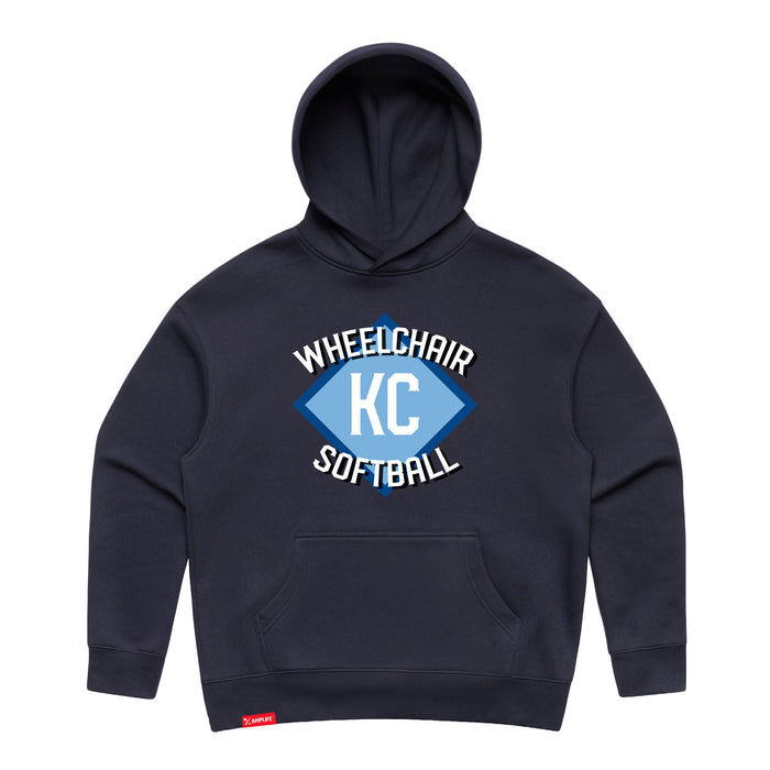 MAS Kansas City Wheelchair Softball Diamond Women's Ink Blue Modern Hoodie on a white background