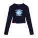MAS Kansas City Wheelchair Softball Diamond Women's Navy Crop Long Sleeve T-Shirt on a white background