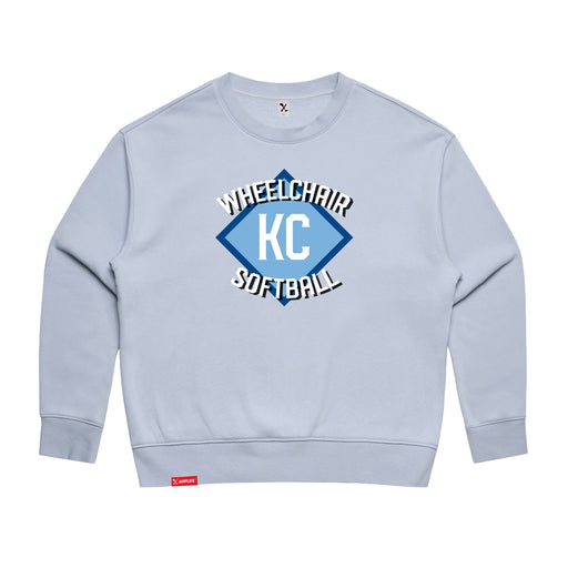 MAS Kansas City Wheelchair Softball Diamond Women's Powder Modern Crewneck Sweatshirt on a white background