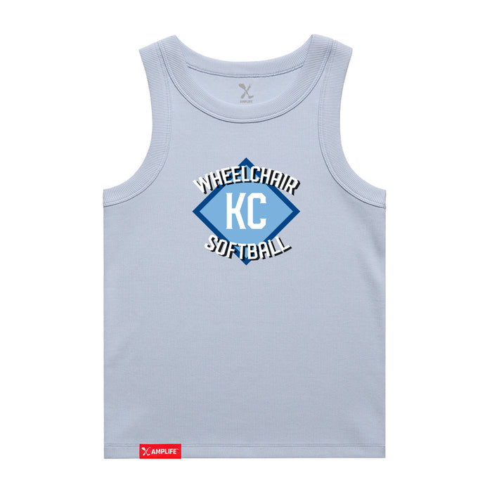 MAS Kansas City Wheelchair Softball Diamond Women's Powder Organic Tank Top on a white background