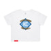 MAS Kansas City Wheelchair Softball Diamond Women's White Crop T-Shirt on a white background