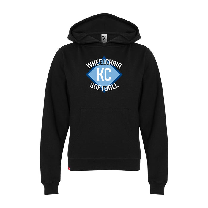 MAS Kansas City Wheelchair Softball Diamond Youth Black Hoodie on a white background