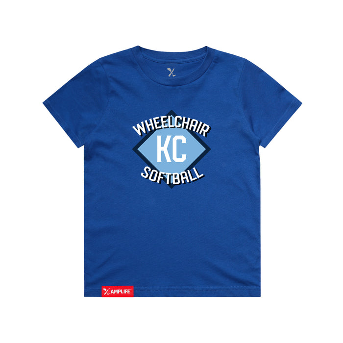MAS Kansas City Wheelchair Softball Diamond Youth Royal T-Shirt on a white background