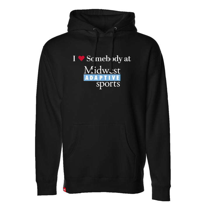 MAS Kansas City Wheelchair Softball I Love Somebody at MAS Black Hoodie on a white background