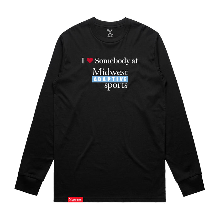 MAS Kansas City Wheelchair Softball I Love Somebody at MAS Black Long Sleeve T-Shirt on a white background