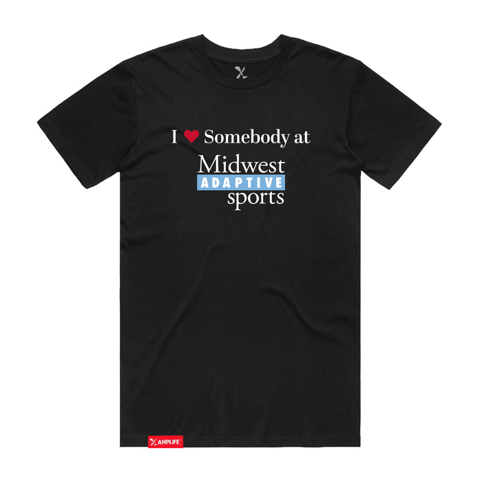 MAS Kansas City Wheelchair Softball I Love Somebody at MAS Black T-Shirt on a white background