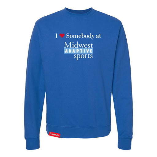 MAS Kansas City Wheelchair Softball I Love Somebody at MAS Royal Crewneck Sweatshirt on a white background