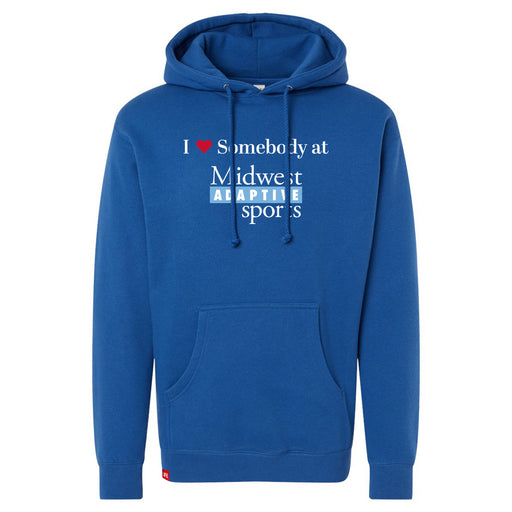 MAS Kansas City Wheelchair Softball I Love Somebody at MAS Royal Hoodie on a white background