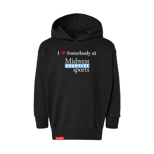 MAS Kansas City Wheelchair Softball I Love Somebody at MAS Toddler Black Hoodie on a white background