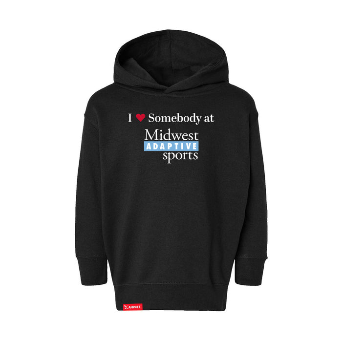 MAS Kansas City Wheelchair Softball I Love Somebody at MAS Toddler Black Hoodie on a white background