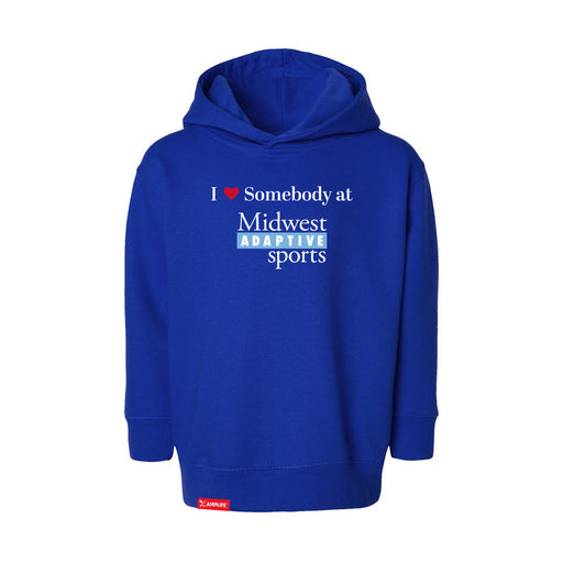 MAS Kansas City Wheelchair Softball I Love Somebody at MAS Toddler Royal Hoodie on a white background