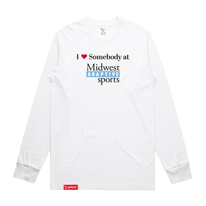 MAS Kansas City Wheelchair Softball I Love Somebody at MAS White Long Sleeve T-Shirt on a white background