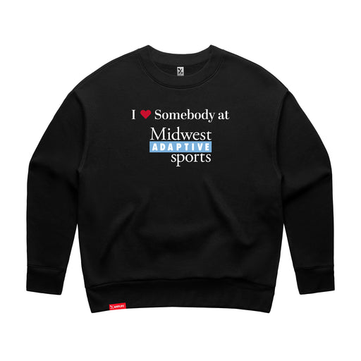 MAS Kansas City Wheelchair Softball I Love Somebody at MAS Women's Black Modern Crewneck Sweatshirt on a white background