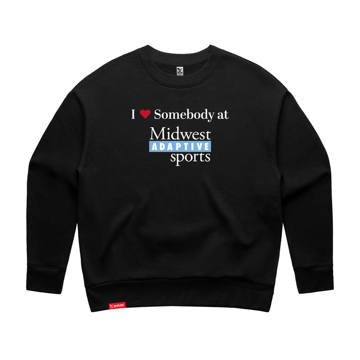 MAS Kansas City Wheelchair Softball I Love Somebody at MAS Women's Black Modern Crewneck Sweatshirt on a white background