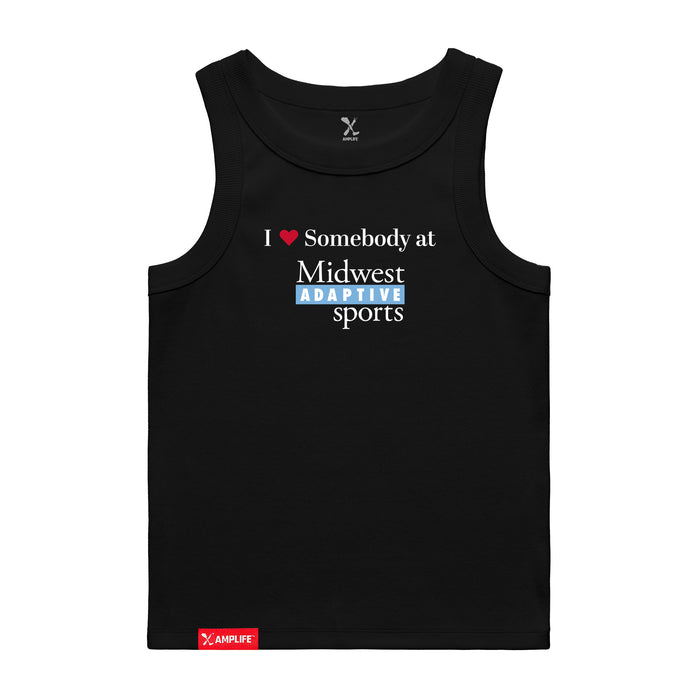 MAS Kansas City Wheelchair Softball I Love Somebody at MAS Women's Black Organic Tank Top on a white background