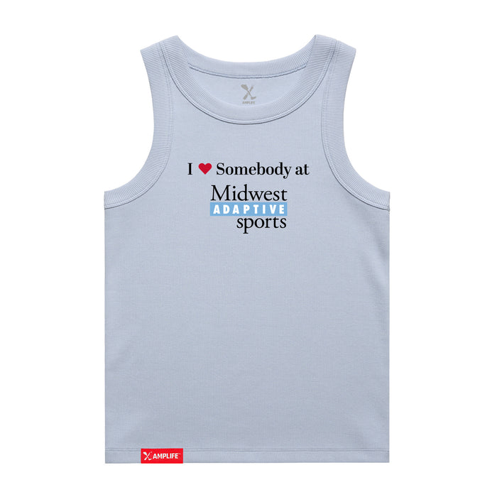 MAS Kansas City Wheelchair Softball I Love Somebody at MAS Women's Powder Organic Tank Top on a white background